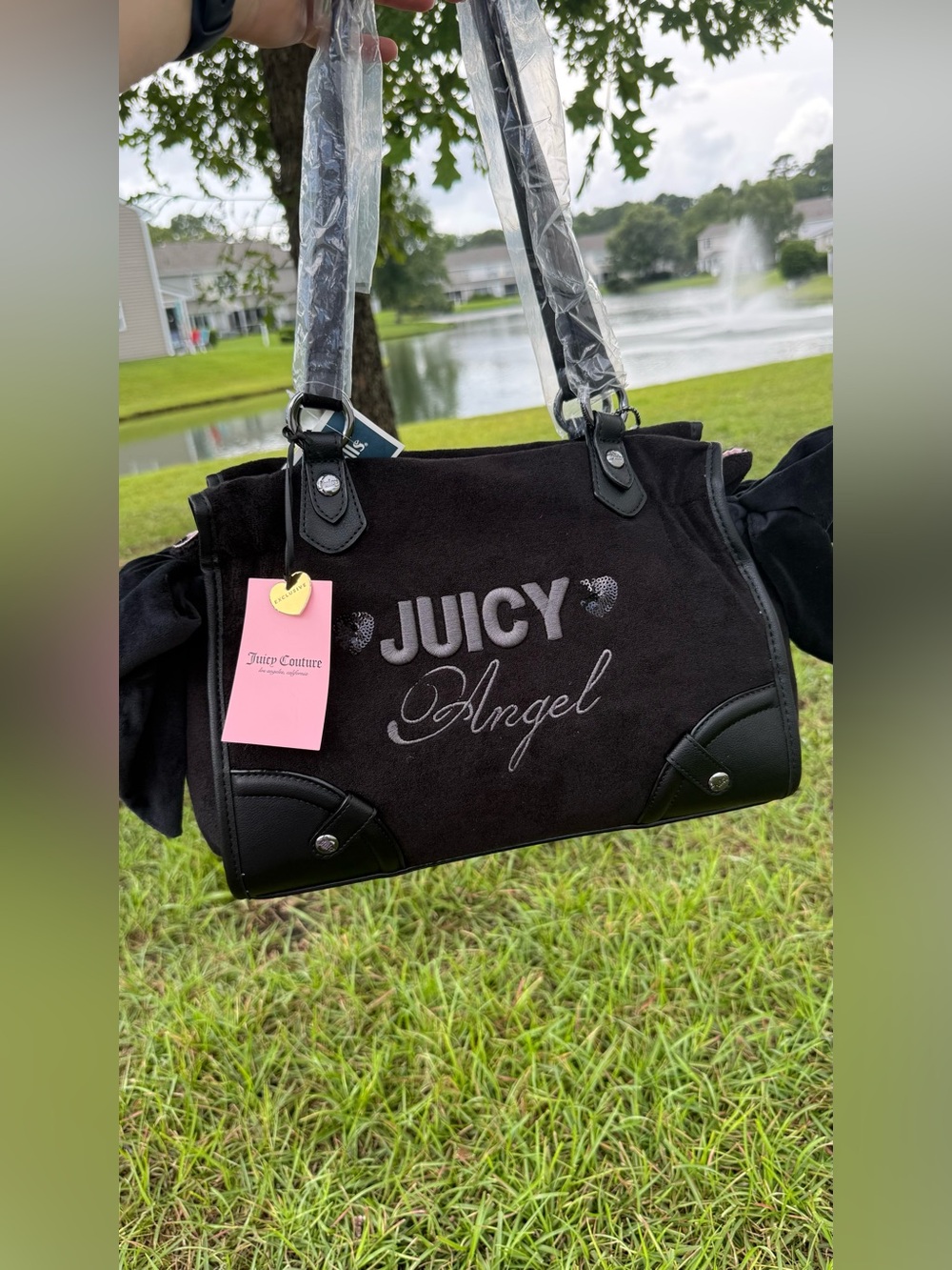 Juicy Couture Black Suede 'Juicy Angel' Shoulder Bag